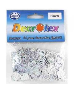Hearts Silver Holographic - 14g - Confetti / Scatters (108347A)