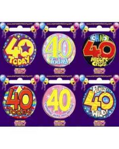 Badge Small - Age 40th Birthday - Assorted (109049A)