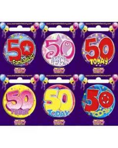 Badge Small - Age 50th Birthday - Assorted (109051A)
