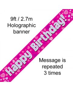 Banner Pink Holographic Happy Birthday - 2.7m (109400A)