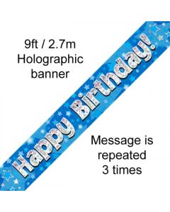 Banner Blue Holographic Happy Birthday - 2.7m (109430A)