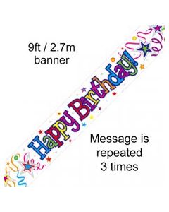 Happy Birthday Ribbons and Stars Banner 2.7m (109460A)