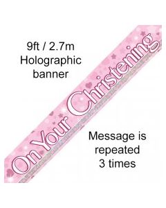 On Your Christening - Pink Banner 2.7m (109473A)