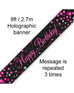 Sparkling Fizz Pink - Banner Happy Birthday 2.7m (109482A)