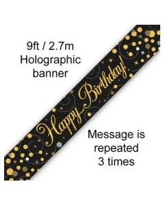 Sparkling Fizz Black & Gold - Banner Happy Birthday 2.7m (109500A)