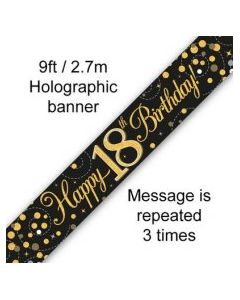 Sparkling Fizz Black and Gold - Banner 18th 2.7m (109501A)