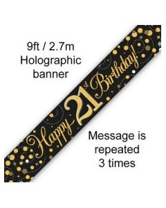 Sparkling Fizz Black and Gold - Banner 21st 2.7m (109502A)