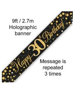 Sparkling Fizz Black and Gold - Banner 30th 2.7m (109503A)