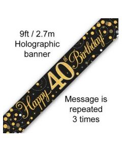 Sparkling Fizz Black and Gold - Banner 40th 2.7m (109504A)