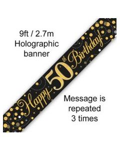 Sparkling Fizz Black and Gold - Banner 50th 2.7m (109505A)