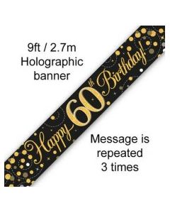 Sparkling Fizz Black and Gold - Banner 60th 2.7m (109506A)