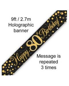 Sparkling Fizz Black and Gold - Banner 80th 2.7m (109508A)