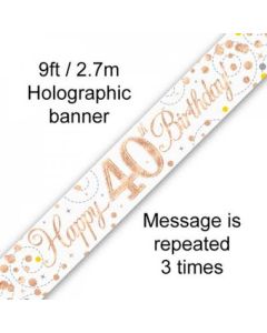 Sparkling Fizz Rose Gold - Banner 40th 2.7m (109515A)
