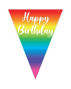 Flag Bunting Metallic Rainbow - Happy Birthday (109622A)