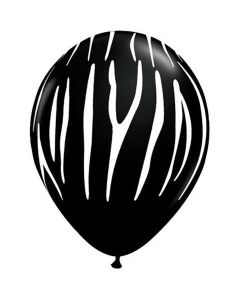 Zebra Stripes - Black with White Print - 28cm (11 Inch) Latex Balloon (12467Q)