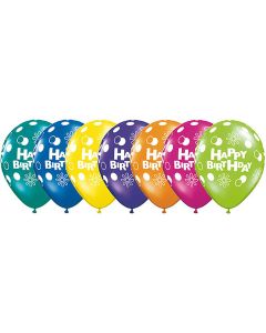 Happy Birthday Polka Dots & Circles - 28cm (11 Inch) Latex Balloon (12577Q)