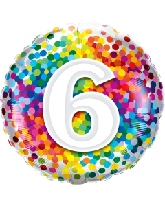 6 Rainbow Confetti - 18 Inch Foil Balloon (13493Q)