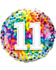 11 Rainbow Confetti - 18 Inch Foil Balloon (13518Q)