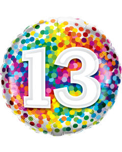 13 Rainbow Confetti - 18 Inch Foil Balloon (13529Q)