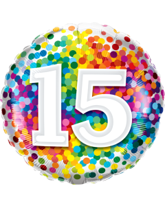 15 Rainbow Confetti - 18 Inch Foil Balloon (13562Q)