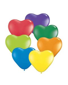 Carnival Assorted - Pack 100 - 6 Inch Heart Latex Balloon (13763Q)