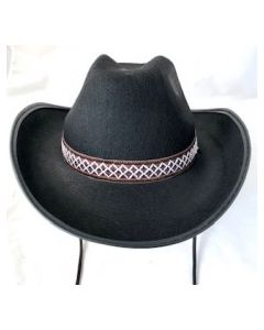 Cowboy Hat - Black With Brown Band (DPI0396)