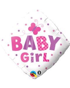 Baby Girl Dots & Butterfly - 18 Inch Diamond Foil Balloon (14659Q)