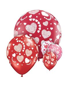 Etched Hearts-A-Round - 24 Inch Latex Balloon (14879Q)