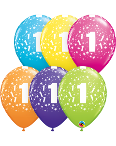 1 Stars-A-Round - Tropical Assortment - 28cm (11 Inch) Latex Balloon (15103Q)