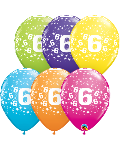 6 Stars-A-Round - Tropical Assortment - 28cm (11 Inch) Latex Balloon (15124Q)