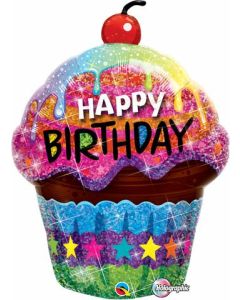 Birthday Dazzling Cupcake - 312cm (5 Inch) Holographic Foil Balloon (16085Q)