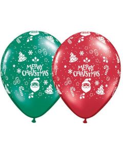 Merry Chrstmas Ornaments A Round - Ruby Red & Emerald Green - 12cm (5 Inch) Latex Balloon (16372Q)