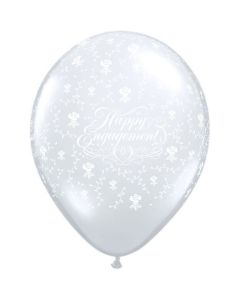 Happy Engagement - Flowers A Round - Diamond Clear - 28cm (11 Inch) Latex Balloon (16394Q)