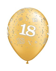 18-A-Round Gold Pearl - 28cm (11 Inch) Latex Balloon (44334Q)