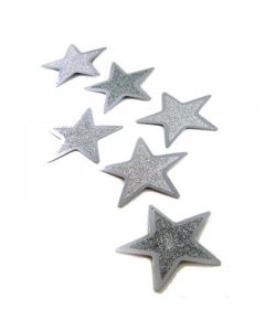 Glitter Stars - Silver - 4 Inch (Pack of 12) (201301A)