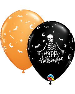 Happy Halloween Skeleton - 28cm (11 Inch) Latex Balloon (20216Q)