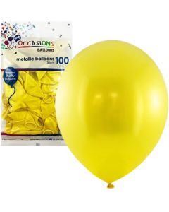 Metallic Yellow Occasions - 30cm Latex Balloons Bag of 100 (203235A)