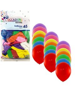 Mixed Colours Round 23cm Latex Balloons (Pack of 45) (203277A)