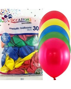 Metallic Rainbow Mix (Pack of 30) -25cm Latex Balloons (203619A)