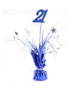 21 Blue Number With Silver Spray Balloon Weight (ZSBW) (207312A)