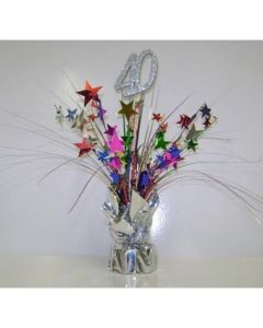 40 Silver Number With Multi Spray Balloon Weight (ZSBW) (207320A)