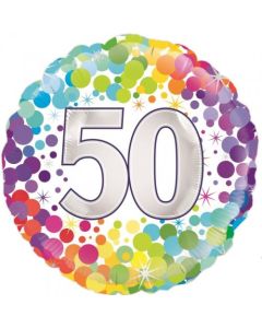 Colourful Confetti 50th Birthday 45cm Foil Balloon (210406A)