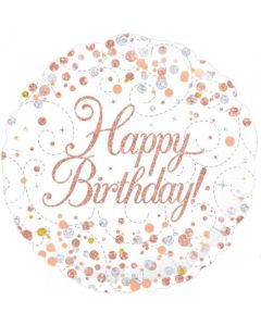 Happy Birthday Sparkling Fizz Rose Gold - 45cm Foil Balloon (210420A)