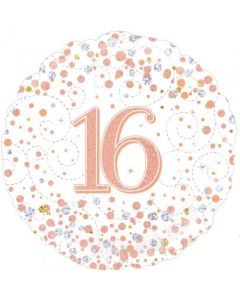 16th Birthday Sparkling Fizz Rose Gold - 18 Inch Foil (210421A)