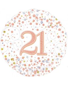 21st Birthday Sparkling Fizz Rose Gold - 45cm Foil Balloon (210423A)