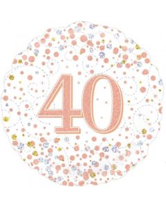 40th Birthday Sparkling Fizz Rose Gold - 45cm Foil Balloon (210425A)