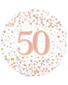 50th Birthday Sparkling Fizz Rose Gold - 45cm Foil Balloon (210426A)