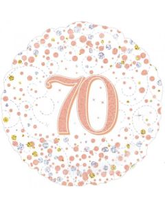 70th Birthday Sparkling Fizz Rose Gold - 45cm Foil Balloon (210428A)