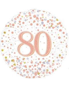 80th Birthday Sparkling Fizz Rose Gold - 45cm Foil Balloon (210429A)