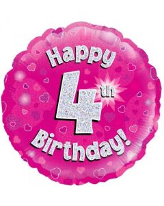 Pink Holographic 4th Birthday 45cm Foil Balloon (210464A)